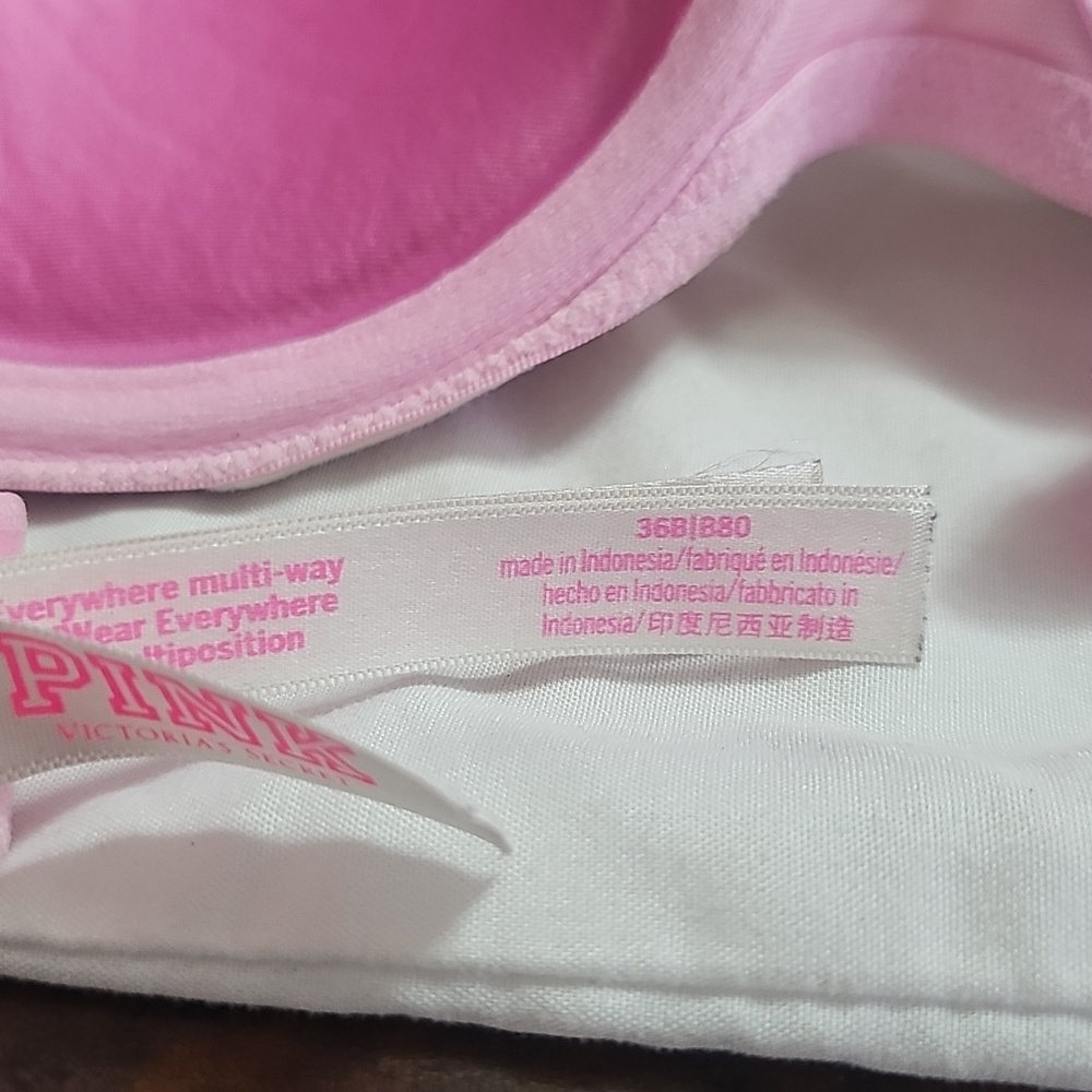 Victorias Secret PINK Logo Wear Everywhere Super Push up Padded Bra 36B - Picture 3 of 7